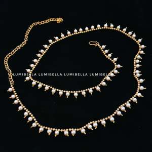 Pearl Embellished Gold Plated Belly Chain for Wedding and Party - Product Image 1