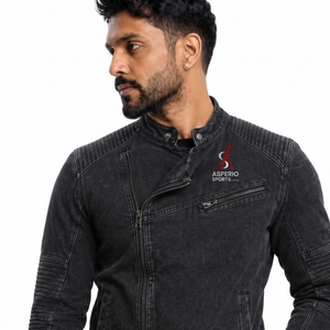Premium Cotton <b>Men</b> <b>Denim</b> <b>Jacket</b> Button-Up Long Sleeves Relaxed Fit Durable <b>Denim</b> Fabric Outdoor Casual Spring Waterproof - Product Image 5