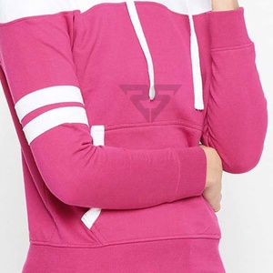 Venta caliente rosa y blanco multicolor pulóver señoras sudaderas con capucha moda personalizada desgaste Color algodón polar mujeres sudaderas con capucha - Product Image 5