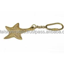 Vintage brass starfish keychain metal sea star <b>key</b> <b>holder</b> beach theme keyring for gift and souvenir use - Product Image 3