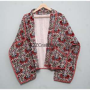 Vintage Indian 100% Pure Cotton <b>Jacket</b> Kantha Handmade Comfortable And Breathable <b>Jackets</b> For <b>Womens</b> And Girls - Product Image 6