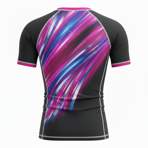 Maillot de compression à manches courtes personnalisé, sublimé, respirant, coutures durables, qualité supérieure, MMA, BJJ, surf, entraînement - Product Image 2