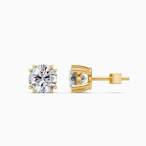 Boucles d'oreilles clous en diamant de laboratoire taille brillant, or massif 14 carats, pour femme, tendance, certifiées IGI, 3,196 g, cadeaux de mariage, bijoux uniques - Product Image 4