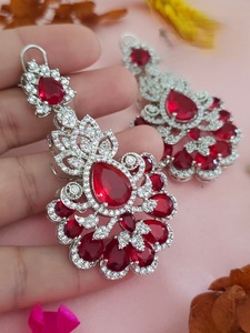 Flawless Premium Quality <b>Silver</b> Plated Moissanite <b>Drop</b> Statement <b>Earring</b> for Women Evening Look Party Wear Fashion Collection - Product Image 3
