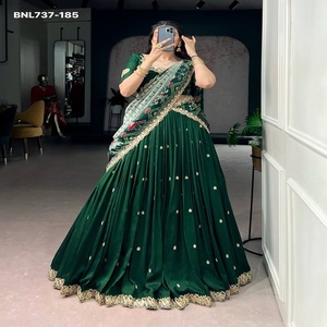 Best <b>Fabric</b> Vichitra Silk with All-Over Butti & Border with <b>Sequin</b>-Thread Embroidered Lehenga-Choli Set Woman Fashion - Product Image 1