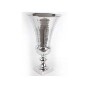 Moderno Florero de Metal Plateado Martillado |   Urna Alta y Cónica de Aluminio para Mesa, Accesorios de Decoración para el Hogar de Lujo y Contenedor para Exhibición Floral - Product Image 1
