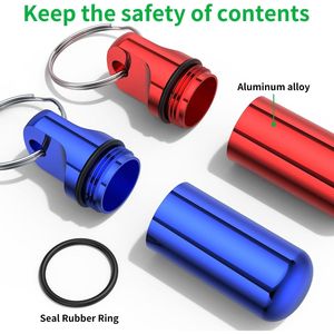 Small Portable Keychain Pill <b>Box</b> 4-Pack <b>Mini</b> Metal Case Aluminum Alloy Medicine Organizer for Easy Medication <b>Storage</b> - Product Image 1