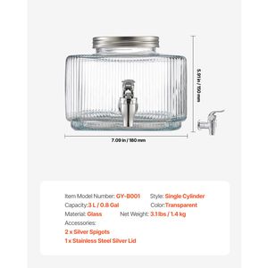Dispenser per Bevande in Vetro da 0,8 Galloni con Rubinetto Anti-Goccia e Coperchio, Funzione Mantenimento Calore, Nuovo, Ideale per Feste, Tè Freddo, Limonata - Product Image 3