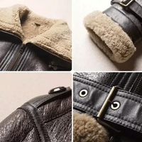 Blouson Bomber en Cuir Véritable pour Femme, Col Montant Tricoté Respirant, Manches Longues, Fermeture Éclair, Couleur Unie Automne