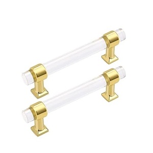 Unique Design 100% Acrylic Brass Door Handle Handmade Product Luxury Acrylic Home Furniture Handle Cabinet Handles <b>Drawer</b> <b>Pulls</b> - Product Image 1