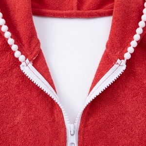 Robe de bain à capuche mignonne pour filles, 100 % polyester, sans manches, fermeture éclair sur le devant, ourlet à volants, séchage rapide, mini, pour la plage et la piscine, fournisseur de logos personnalisés - Product Image 6