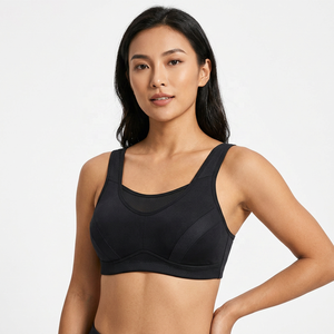 Soutien-gorge de sport pour femme à maintien élevé, noir, dos croisé, avec empiècements en mesh, séchage rapide, respirant, pour gym, yoga et fitness - Product Image 5