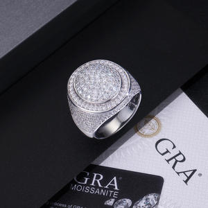Bague en moissanite ronde taille brillant certifiée GRA, en argent 92,5 % plaqué or, romantique, unisexe, pour homme et femme, bijou de mariage - Product Image 4