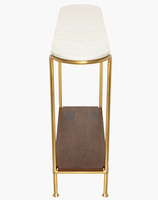 Table console à double étagère au design industriel moderne, en métal et marbre, avec revêtement en poudre, pour la maison, le bureau, le salon, la salle à manger