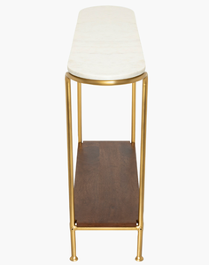 Modern Industrial Design Double Shelve <b>Console</b> <b>Table</b> <b>Storage</b> Metal Marble Powder Coated for Home Office Living Room Dining Use - Product Image 4