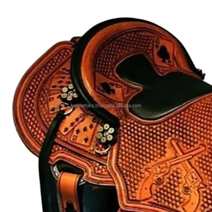 Selle de cheval de course Western Barrel exclusive de haute qualité en cuir véritable avec selle respirante confortable incurvée à la main - Product Image 4