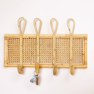 Home organizer essentials natural rattan hook for wall hanging oval shaped hooks multi-hook <b>rack</b> - Product Image 2