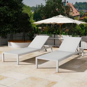 Set di 2 Sdraio Regolabili in Alluminio Resistenti ai Raggi UV per Uso Esterno in Piscina, Patio, Spiaggia e Giardino - Product Image 2