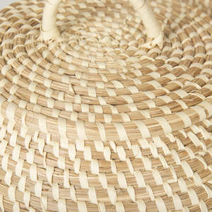 Set of 2 Handmade Seagrass Floor <b>Baskets</b> with Flat Handles Natural <b>Woven</b> Textured Storage Kingcraftviet - Product Image 6