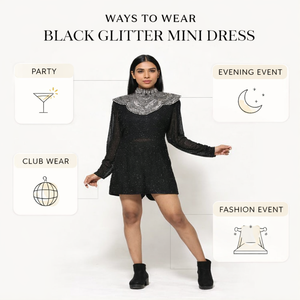 Vestido Corto de Diseñador de Lujo para Mujer |   Bordado a Mano con Cuentas Negras |   Ropa para Fiestas de Boda y Alfombra Roja para Compradores de Exportación - Product Image 6