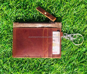 Recién llegado, monedero y tarjetero de piel de vaca hecha a mano auténtica, tarjetero bonito y monedero con llavero - Product Image 6