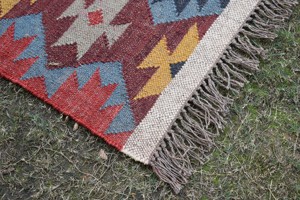 Tapis en jute fait main de qualité supérieure, réversible, en fibres naturelles, tapis kilim pour sols intérieurs, tapis en jute tissé à la main - Product Image 3
