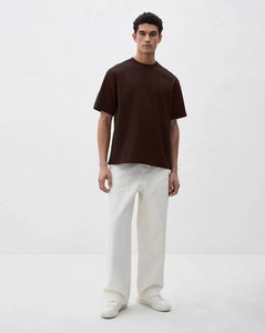 Camiseta Corta Oversize para Hombre, de Algodón, con Hombros Caídos, Manga Corta, Estilo Casual y Holgado, Top Urbano - Product Image 6