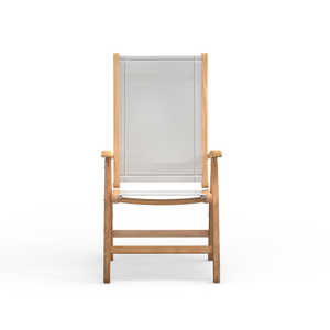 Chaise de salle à manger d'extérieur en teck massif léger de qualité commerciale avec assise en toile, mobilier de patio moderne pour appartement, complexe hôtelier, villa - Product Image 3