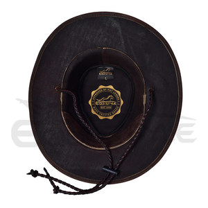 Brown Australian <b>Hats</b> Double Cord Band Crazy Leather Wide Brim <b>Western</b> <b>Hat</b> Custom Print Logo Outdoor Travel Cowboy <b>Hats</b> - Product Image 3
