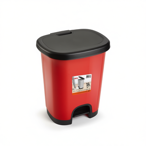 Poubelle à couvercle rabattable CUBO PEDAL 18L avec bac rouge et couvercle noir - Product Image 1