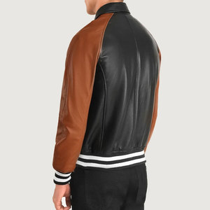 Chaqueta Varsity de Algodón para Hombre, Color Negro y Marrón, Cuello Alto, Cierre Cruzado, Resistente al Viento, Transpirable, Informal, para Invierno - Product Image 6