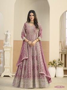 Dhwaja Export Faux Georgette Semi Stitched Anarkali Suit With Embroidery Work - Product Image 1