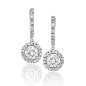 1.20 CT 14K Solid Gold <b>Emerald</b> Cut IGI Certified Diamond Halo <b>Drop</b> <b>Earrings</b> for Wedding Party & Gift - Product Image 4
