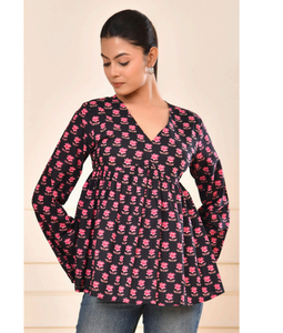 Blusa Moderna Asimétrica con Estampado Floral de Manga Larga para Mujer, Tela de Algodón Ligera, Cómoda, Informal, para Fiesta, Oficina, Uso Diario - Product Image 2