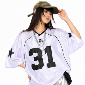 Maillot de football américain vintage surdimensionné pour femmes grandes tailles, streetwear pour le jour du match, vêtements personnalisés, fournisseur OEM ODM - Product Image 5