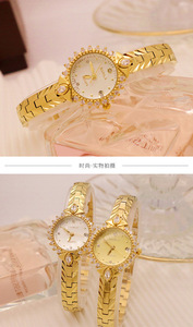นาฬิกาข้อมือผู้หญิงดีไซน์วินเทจหรูหรา 18K IP Retro Gold ประดับเพชรเทียม กันน้ำ พร้อมกลไกควอตซ์ Seiko ตัวเรือนทองเหลือง กระจก - Product Image 5