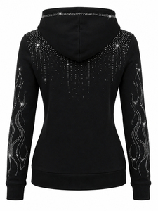 Women's Trendy <b>Rhinestone</b> Hoodie Sparkling Crystal Hooded Sweatshirt Long Sleeve Casual <b>Jacket</b> for Women <b>Rhinestone</b> Hoodie - Product Image 2