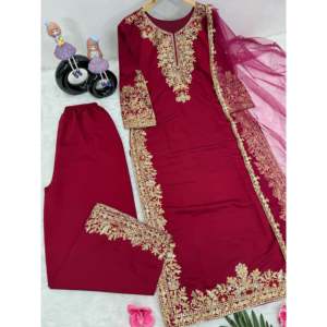 Conjunto de traje de fiesta de trabajo a mano hermoso para mujer Top elegante y Dupatta - Product Image 4