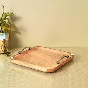 Plateau de service rond en bois décoratif d'art moderne, imprimé floral, pour collations, laqué, sans danger pour les aliments, idéal pour mariage - Product Image 3