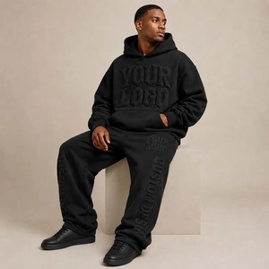 Men's 3D Puff Print Heavyweight Oversized <b>Baggy</b> Tracksuit French Terry Made Boxy Loose Fit Drop Shoulder Tracksuit For Mens - Product Image 5