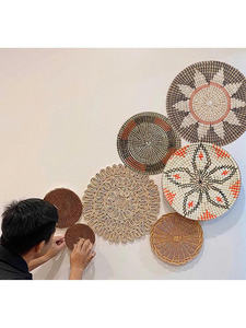 Handmade Wall Decor Plate <b>Set</b> – Natural Water Hyacinth Weaving Art in Modern Boho Style Home Decoration, Housewarming, Holidays - Product Image 6