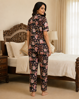 NOUVEAU JAIPUR INTERNATIONAL Ensemble de pyjama pour femmes en coton 100% imprimé floral de luxe, doux, respirant, léger, manches courtes