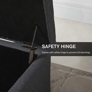 Pouf contenitore con coperchio sollevabile e trapuntatura, con cerniere in metallo e struttura in legno di gomma, per soggiorno, ufficio o camera da letto - Realizzato in MDF - Product Image 6