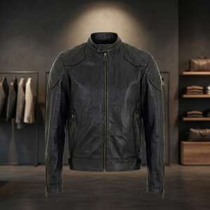 Chaqueta de cuero genuino para hombre, ropa exterior para motocicleta, impermeable, a prueba de viento, con cremallera, abrigo informal de invierno, servicio OEM - Product Image 2