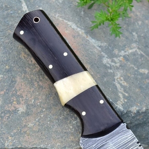 Custom Handmade Damascus Steel Hunting <b>Knife</b> Overall Length 8.5 inches <b>Handle</b> Made Of <b>Bone</b> and Wenge Wood - Product Image 4