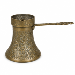 Antique Embossed Brass Finish Turkish Greek Arabic <b>Coffee</b> Pot Stovetop <b>Coffee</b> Maker Cezve Ibrik Briki <b>Coffee</b> Pot - Product Image 1