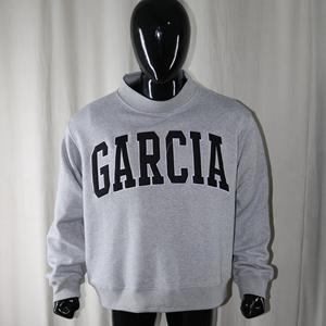 Sweat-shirt à col montant gris chiné GARCIA, broderie appliquée bleu marine, col large, URBAN PRODUCTIONS - Product Image 1