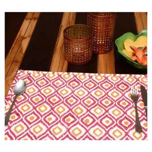 Multi Color Vibrant Diamond Pattern Printed 2023 Customization <b>Kitchen</b> 100% Organic Cotton Rectangle Table <b>Mats</b> GOTS Certificate - Product Image 5