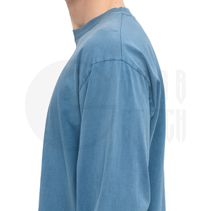 Camiseta de Manga Larga Extra Grande Personalizada para Hombre, Algodón Grueso, Estilo Vintage Lavado, Corte Holgado, Camiseta Lisa, OEM ODM - Product Image 5