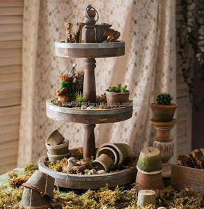 Soporte de pastel de 2 niveles/3 niveles de madera redondo personalizado con acabado de alta calidad decoración del hogar boda ocasional y Baby Shower - Product Image 5